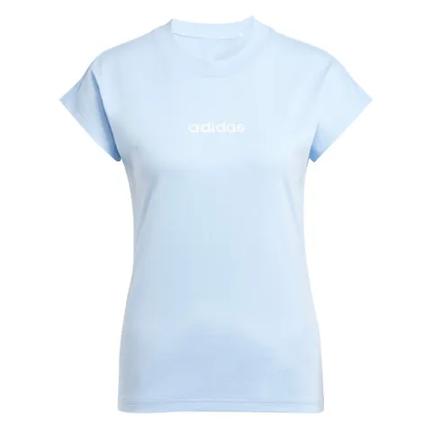adidas Donna Essentials Linear Cotton Shirt, Glow Blue/White, M