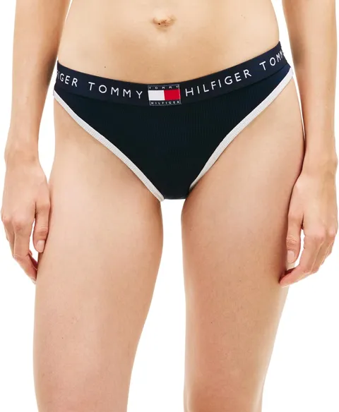 Tommy Hilfiger Bikini da Donna a Costine UW0UW06274 Slip Coordinati, Blu (Dark Night