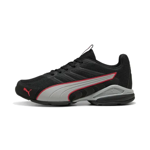 PUMA Scarpe da Corsa Electro Road Unisex, Nero-Grigio Eco per Tutti i Tempi, Rosso, 40