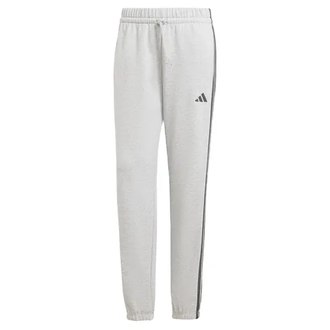 adidas Donna Essentials 3-Stripes French Terry Cuffed Pants, Medium Grey Heather/Black