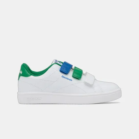 Reebok Court Clean Hook & Loop Straps Sneaker, White/Glengreen/Twilightblue, 28 EU, White