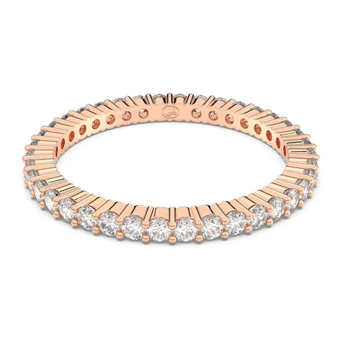 Swarovski Anello Vittore, Taglio Round, Bianco, Finitura in tono oro rosa