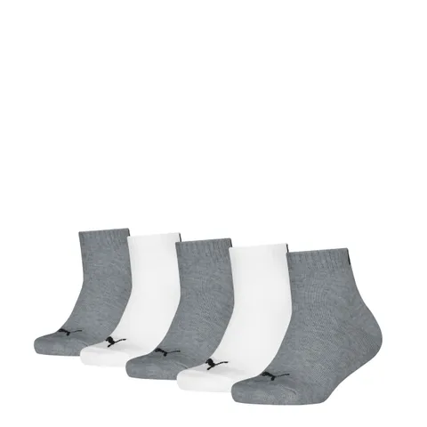 PUMA Plain Quarter, Calzini Unisex - Bambini e ragazzi, Bianco Grigio Bianco, 35-38