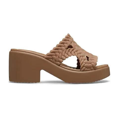 Crocs Brooklyn Woven Slide Heel, Sandali con Tacco Donna, Marrone, 41/42 EU