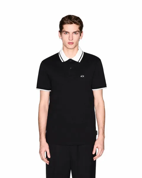 Armani Exchange Polo da Uomo, con Logo 3D, con Logo sul Retro, Colore Nero, XS