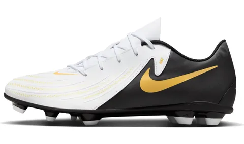 Nike FD6723-100 Phantom GX II Academy FG/MG Uomo, White/Black-Mtlc Gold Coin EU 44.5