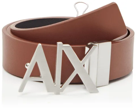 Emporio Armani Mens Essenial, Double Face, Metal Logo Plaque Belt, multicolore, 36