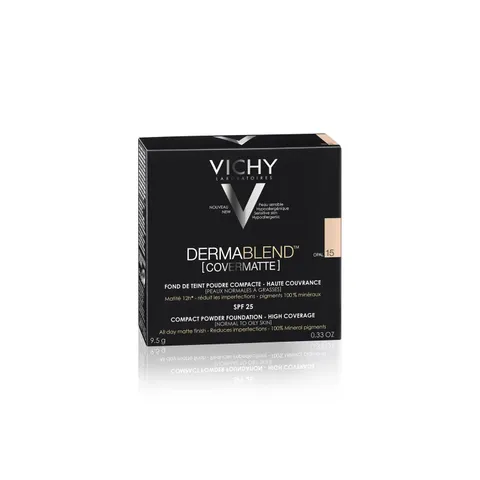 Vichy Dermablend, Fondotinta Coprente In Polvere Compatto, Per Pelli Grasse, Copertura