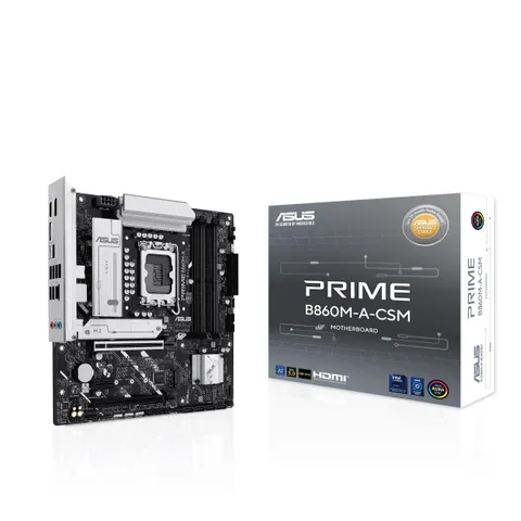 ASUS Prime B860M-A-CSM, Scheda Madre Intel mATX, 7+1+1+1 Fasi di Alimentazione, Slot