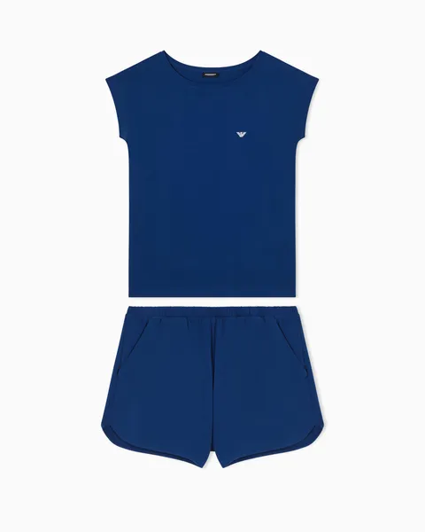 Emporio Armani T-Shirt+Shirt Donna Cotone Everyday Pyjama Blu S