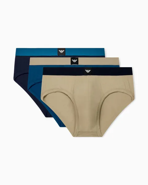 Emporio Armani Men's Essential Logolabel 3-Pack Brief Blue XXL