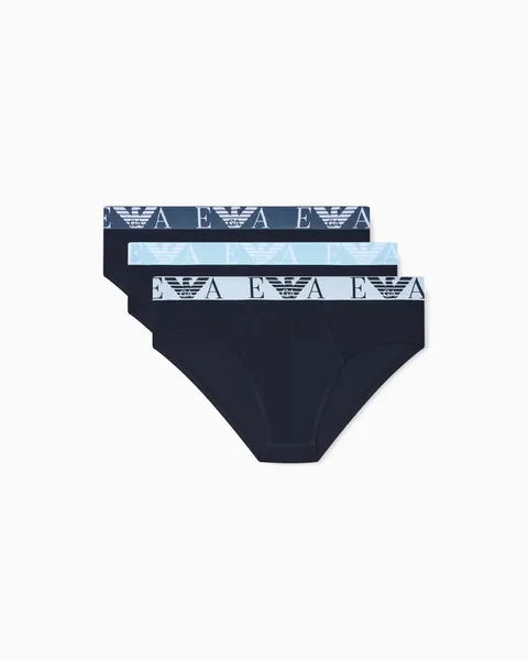 Emporio Armani Confezione da 3 Slip da Uomo, AR.Blu/AR.Blu/AR.Blu, XL