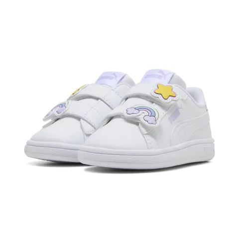PUMA Sneakers Smash 3.0 Badges per Bimbi ai Primi Passi 20, White Light Lavender Purple