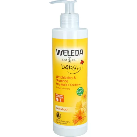 Weleda Baby Babywash Corpo&Capelli Calendula, docciaschiuma 2in1 per la detersione dei