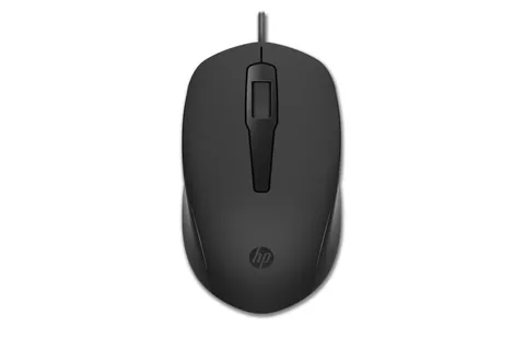 HP 150 Wired Mouse, Cablato, Collegamento USB-A, Sensore Ottico da 1600 DPI, 3 Pulsanti e Rotella di Scorrimento a Doppia Funzione, Impugnatura Egonomica e Funzionale, Nero