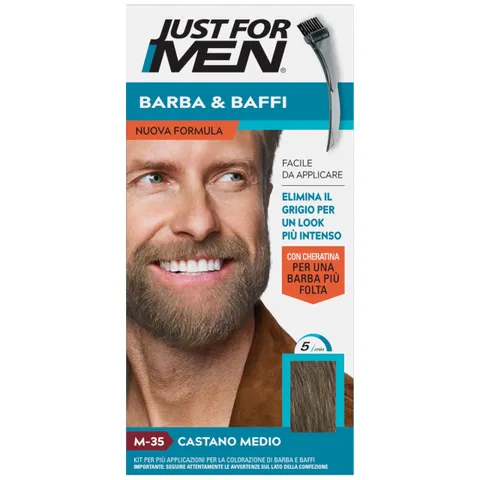 Just For Men Barba & Baffi, Tinta Per Uomo Con Cheratina, Per Una Barba Più Folta