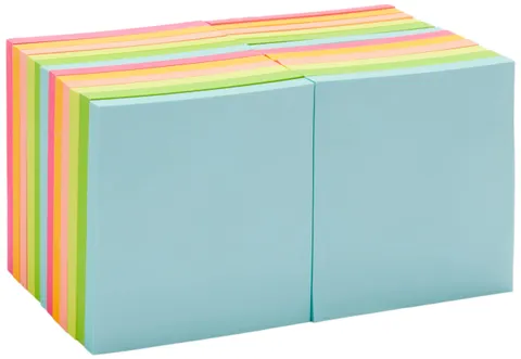 Amazon Basics Mini Quadrato foglietti adesivi, confezione da 24, 7.6 x 7.6 cm, colori