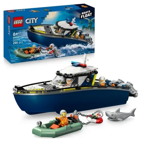 LEGO City Inseguimento del Motoscafo della Polizia - Include 2 Barche Giocattolo, 3