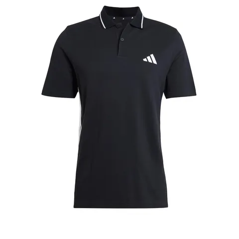adidas Uomo Essential Three Stripes Pique Polo Shirt, Black/White, XXL