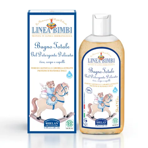 Helan, Linea Bimbi BIO, Gel Detergente Delicato, Bagnoschiuma e Shampoo per Neonati con