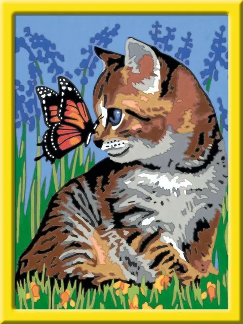 Ravensburger CreArt 28651 - gatto con farfalla - dipinto con numero per bambini dai 9