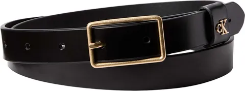 Calvin Klein Donna Cintura Square Buckle Loop 2,5 cm con Logo, Nero (Black/Antique Light