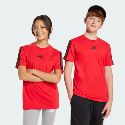 Adidas Unisex - Bambini Essentials 3 Stripes T-Shirt, Pure Ruby/Black, 15-16 Years