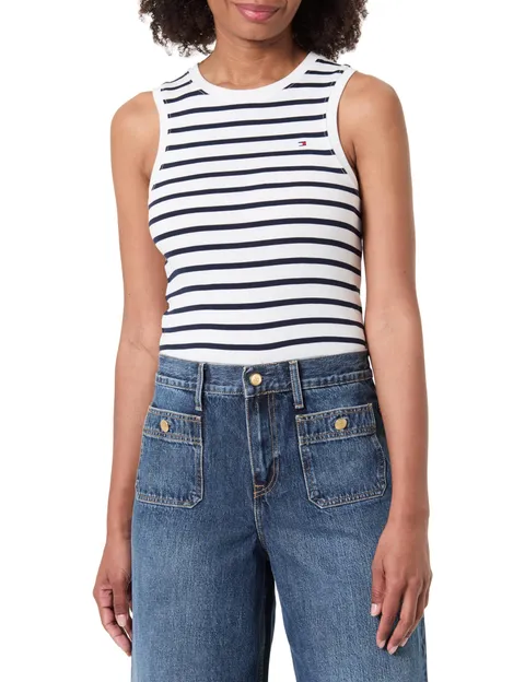 Tommy Hilfiger Canotta da Donna Slim Cody C-Nk WW0WW47806, Blu, XS
