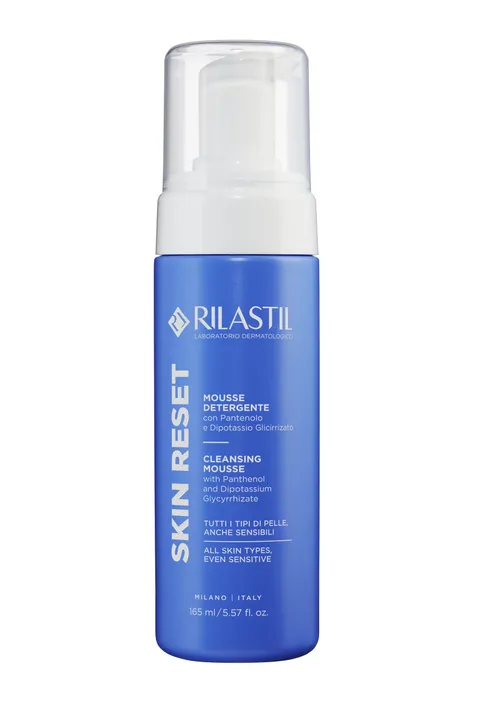 Rilastil Skin Reset Mousse Detergente, Detersione Delicata Viso e Occhi, con Pantenolo e
