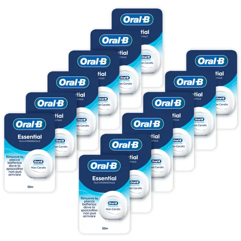 Oral-B Filo Interdentale Non Cerato, Essential Floss, Neutro 12x50m