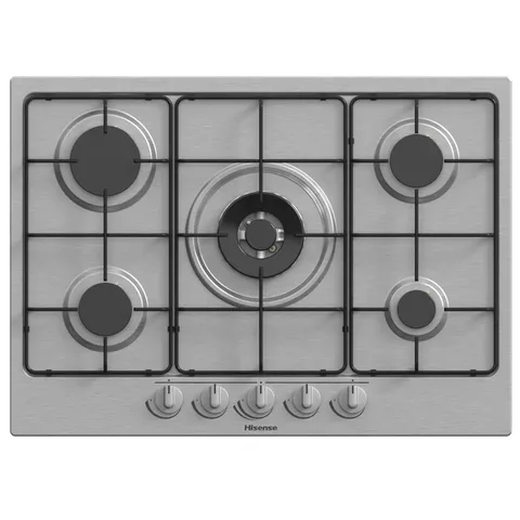 Hisense GM772XF Piano Cottura a Gas, 5 Zone di Cottura, Bruciatore Wok Doppia Corona