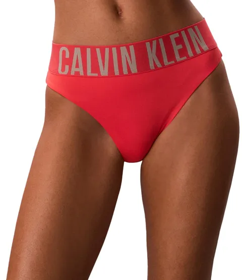 Calvin Klein Donna Slip Bikini Bikini con Fascia con Logo, Rosa (Punch Pink), S