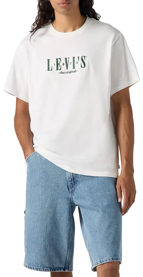 Levi's SS Relaxed Fit Tee, T-Shirt Uomo, Serif Logo White, L