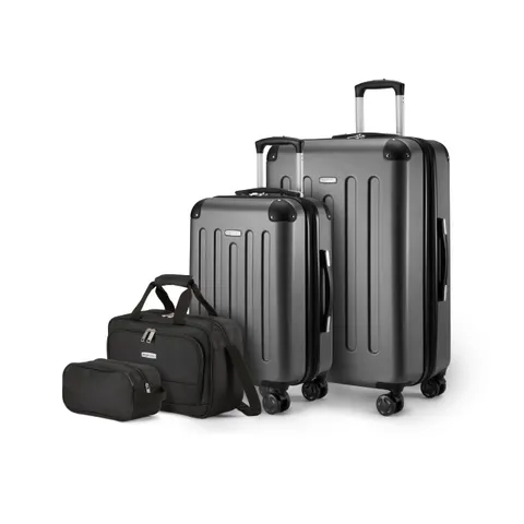 Amazon Basics Set di Valigie Rigide, 4 pezzi, Valigia Grande, Trolley, Borsa a mano