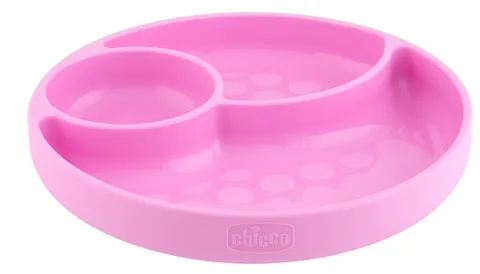 Chicco Piatto con Ventosa per Bebè e Bambini, Piatto Pappa in Silicone a Scomparti con 3