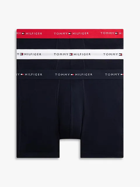 Tommy Hilfiger 3P WB Boxer da Uomo Primary Red/White/Desert Sky L