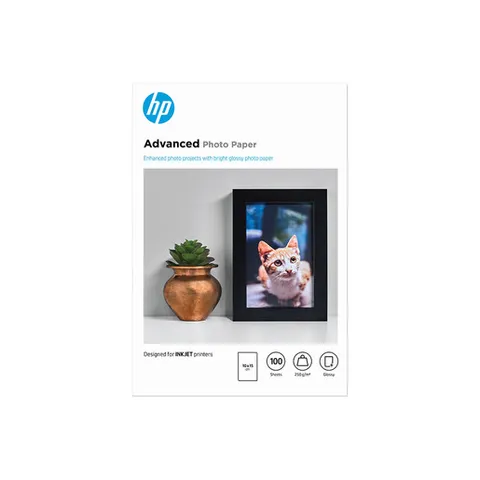 HP Advanced Q8692A, Carta fotografica lucida, grammatura 250 g/m², formato 10 x 15, Confezione da 100 fogli