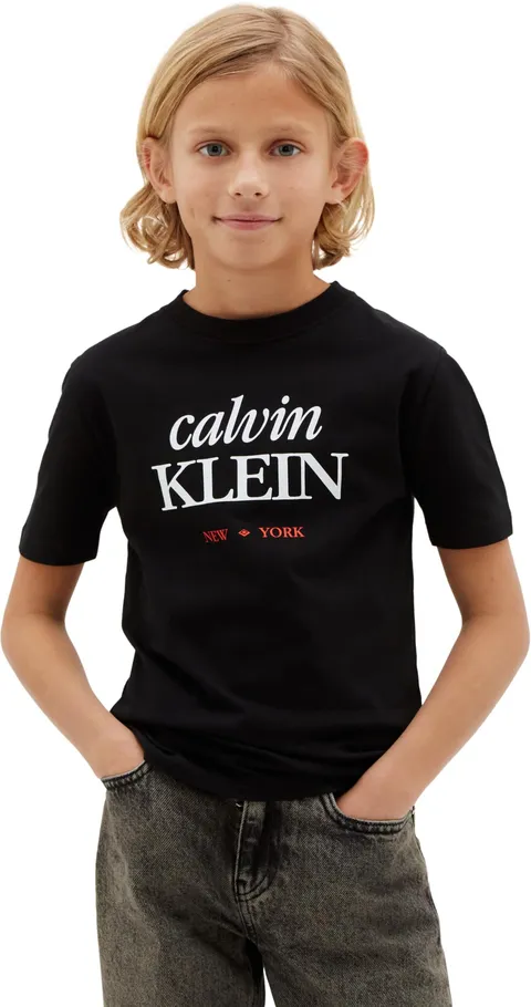 Calvin Klein Bambino T-Shirt Maniche Corte Logo in Cotone, Nero (Black [CSI]