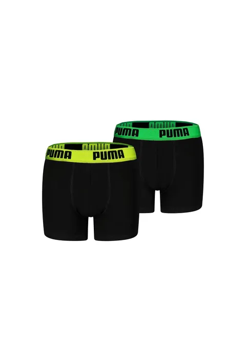 Puma Boy's Everyday Basic Boxer, Black/Various Logo Colors, 122/128 (2er Pack)