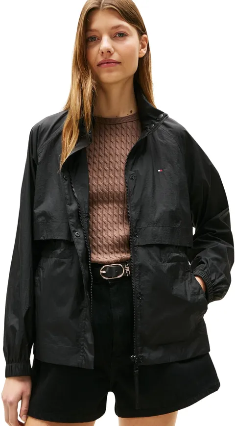 Tommy Hilfiger Donna Giacca a Vento Jacke Nylon Packable con Zip, Nero (Black), XXL