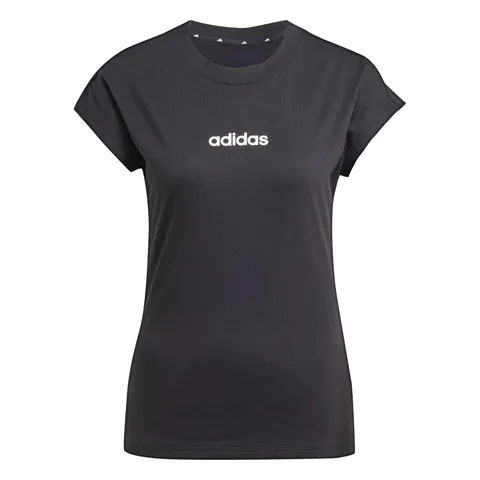 adidas Donna Essentials Linear Cotton Shirt, Black/White, S