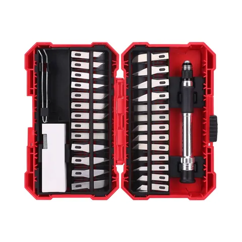 Amazon Basics Set di coltelli di precisione da hobbistica, confezione da 29 pezzi, Rosso