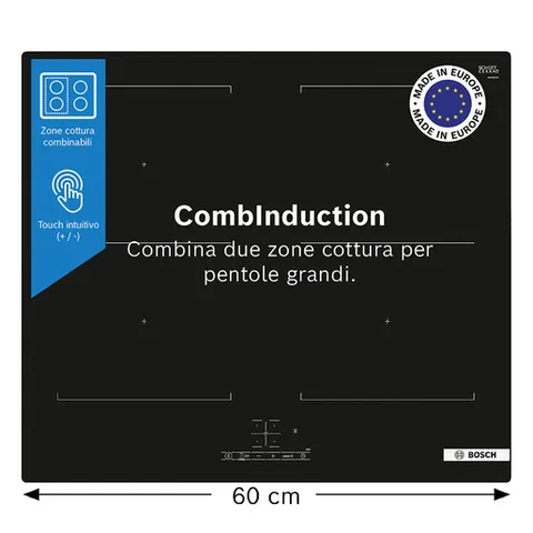 Bosch PVQ611BB6E Serie 4, Piano cottura a induzione, CombiZone combina due zone cottura