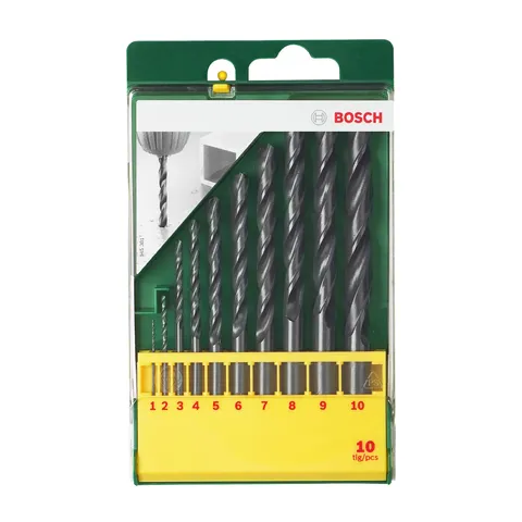 Bosch Home and Garden 2607019442 Set Misto, 10 Punte, Metallo HSS-R, Nero, 1-10 mm