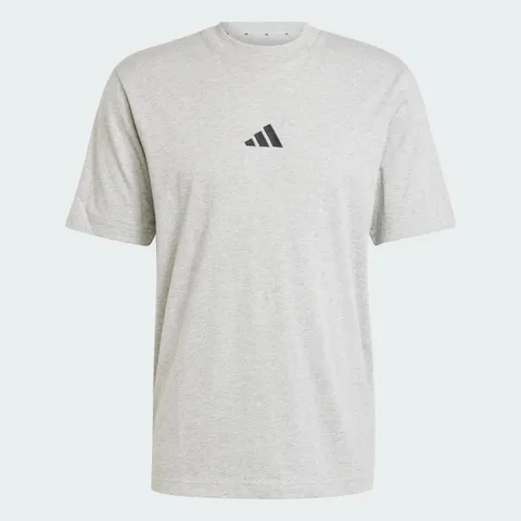 adidas Uomo Essentials Small Logo Single Jersey Shirt, Medium Grey Heather/Black, XXL