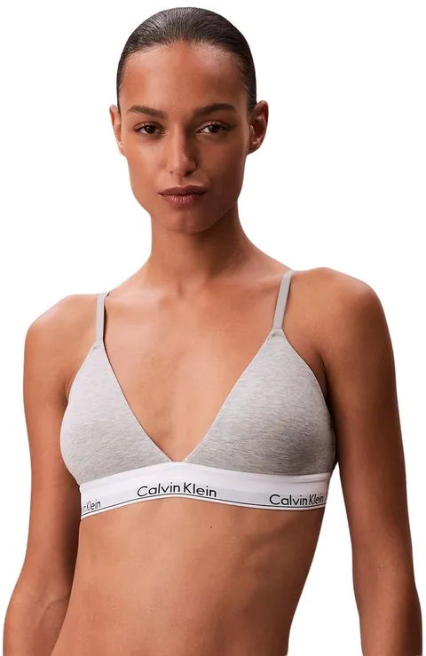 Calvin Klein Donna Reggiseno a Triangolo Lightly Lined con Fascia con Logo, Grigio (Grey