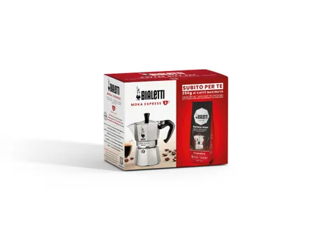 Bialetti Caffettiera Moka Express 3 Tazze, più Una Confezione da 250g di Perfetto Moka