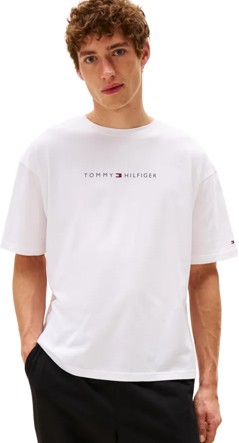 Tommy Hilfiger Uomo T-Shirt Maniche Corte Logo con Scollo Rotondo, Bianco (TH Optic White), M