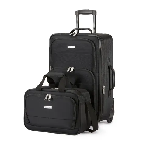 Amazon Basics Set di 2 Bagagli Impilabili, Valigia Espandibile (58 cm) e Borsa in Tessuto