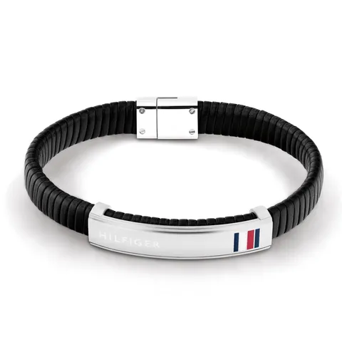Tommy Hilfiger Jewelry Braccialetto da Uomo in Pelle Colore Nero - 2790349
